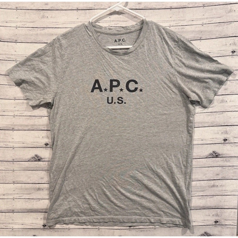 APC Standard Mens Shirt Sz M Gray Logo Crew Neck Short Sleeve Tee